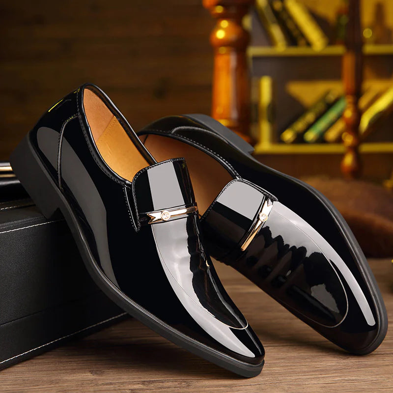 Men's Pointed Patent Leather Dress Shoes