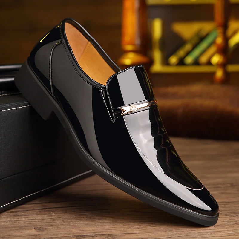 Men's Pointed Patent Leather Dress Shoes